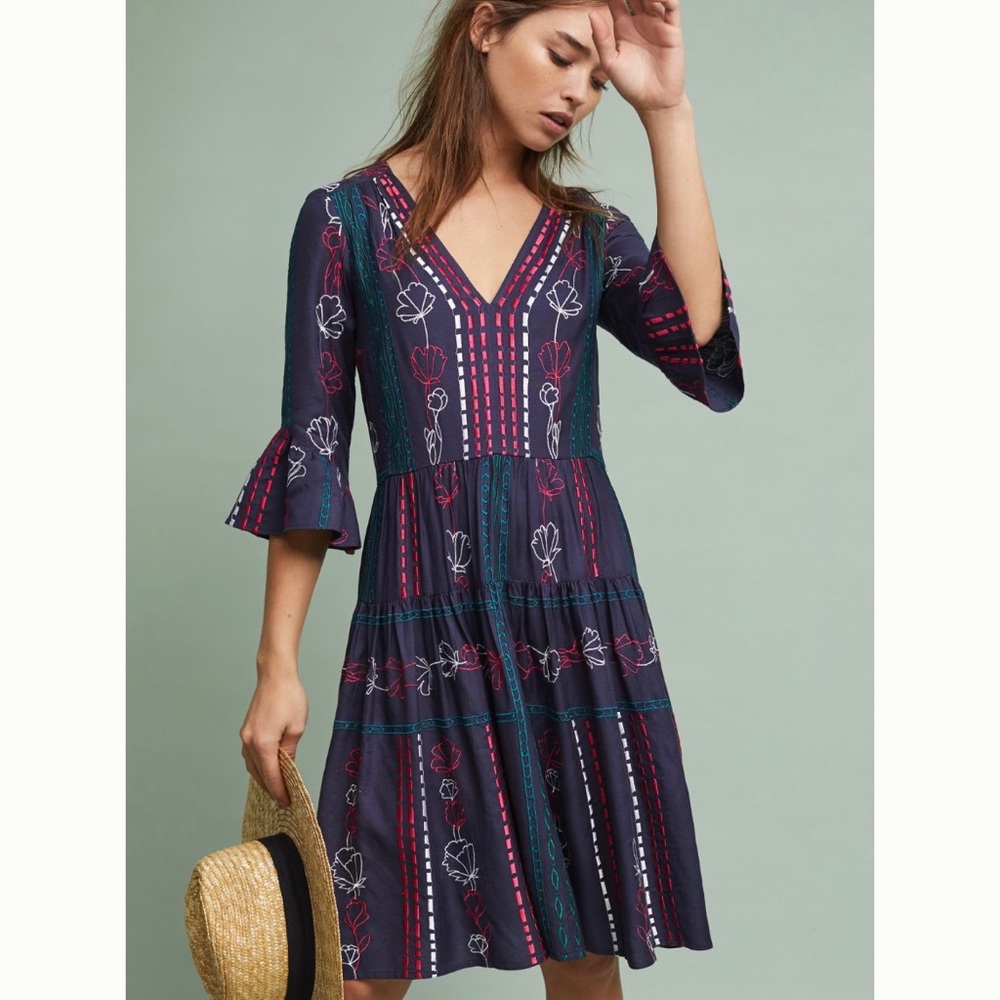 Anthropologie Hailey Embroidered Dress — Size 4